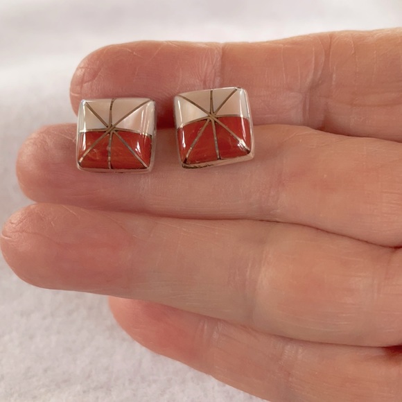 Coral & Mother of Pearl Earrings - Picture 1 of 3